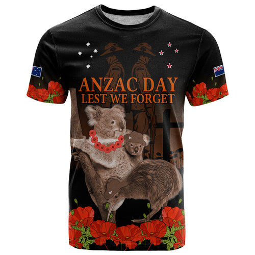 Koala and Kiwi Bird ANZAC Day Custom T Shirt Soldier Style