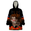 Koala and Kiwi Bird ANZAC Day Custom Wearable Blanket Hoodie Soldier Style