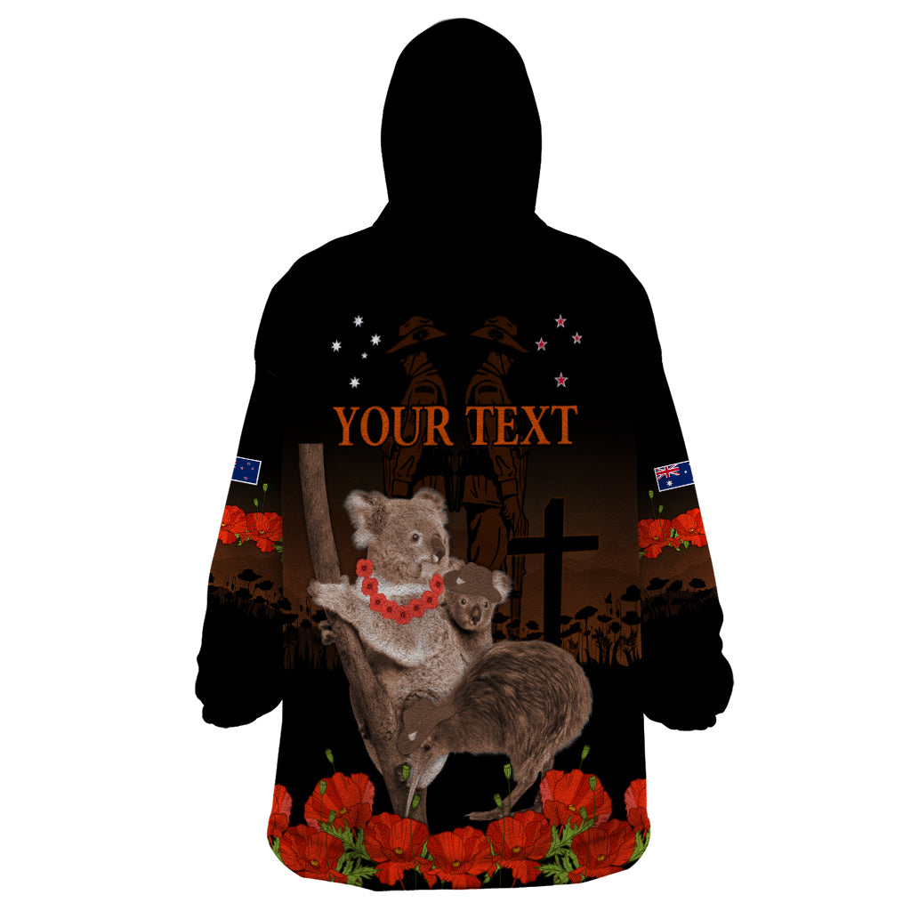 Koala and Kiwi Bird ANZAC Day Custom Wearable Blanket Hoodie Soldier Style
