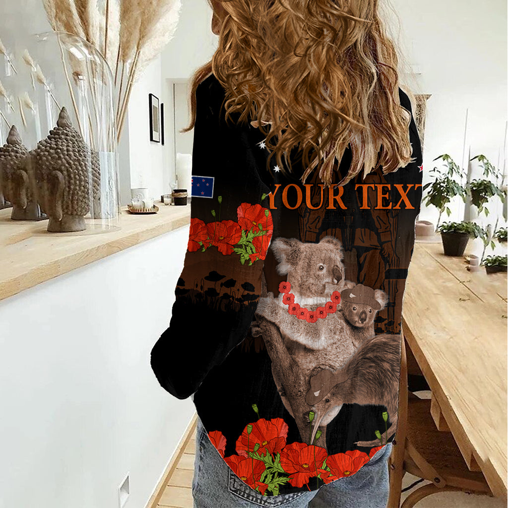 Koala and Kiwi Bird ANZAC Day Custom Women Casual Shirt Soldier Style