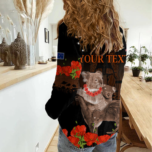 Koala and Kiwi Bird ANZAC Day Custom Women Casual Shirt Soldier Style
