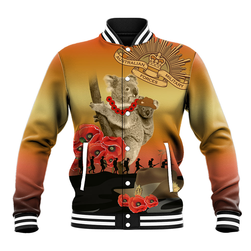 Australia Koala Soldier Style Baseball Jacket Last Post Lest We Forget