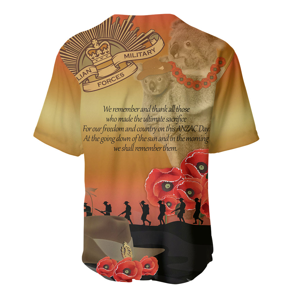 Australia Koala Soldier Style Baseball Jersey Last Post Lest We Forget