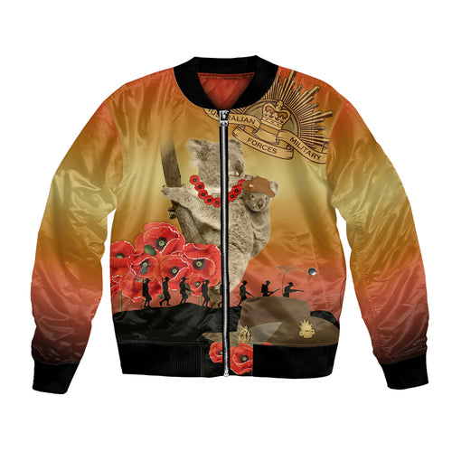 Australia Koala Soldier Style Bomber Jacket Last Post Lest We Forget
