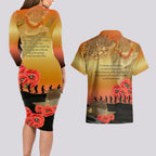Australia Koala Soldier Style Couples Matching Long Sleeve Bodycon Dress and Hawaiian Shirt Last Post Lest We Forget