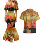 Australia Koala Soldier Style Couples Matching Mermaid Dress and Hawaiian Shirt Last Post Lest We Forget