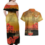 Australia Koala Soldier Style Couples Matching Off Shoulder Maxi Dress and Hawaiian Shirt Last Post Lest We Forget