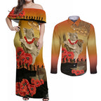 Australia Koala Soldier Style Couples Matching Off Shoulder Maxi Dress and Long Sleeve Button Shirt Last Post Lest We Forget