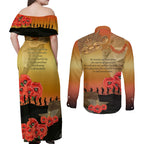 Australia Koala Soldier Style Couples Matching Off Shoulder Maxi Dress and Long Sleeve Button Shirt Last Post Lest We Forget