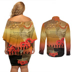 Australia Koala Soldier Style Couples Matching Off Shoulder Short Dress and Long Sleeve Button Shirt Last Post Lest We Forget