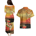 Australia Koala Soldier Style Couples Matching Puletasi and Hawaiian Shirt Last Post Lest We Forget