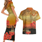 Australia Koala Soldier Style Couples Matching Short Sleeve Bodycon Dress and Hawaiian Shirt Last Post Lest We Forget