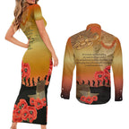 Australia Koala Soldier Style Couples Matching Short Sleeve Bodycon Dress and Long Sleeve Button Shirt Last Post Lest We Forget