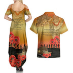Australia Koala Soldier Style Couples Matching Summer Maxi Dress and Hawaiian Shirt Last Post Lest We Forget