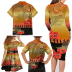 Australia Koala Soldier Style Family Matching Long Sleeve Bodycon Dress and Hawaiian Shirt Last Post Lest We Forget