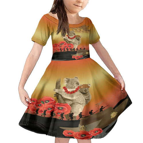 Australia Koala Soldier Style Family Matching Mermaid Dress and Hawaiian Shirt Last Post Lest We Forget