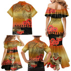 Australia Koala Soldier Style Family Matching Mermaid Dress and Hawaiian Shirt Last Post Lest We Forget