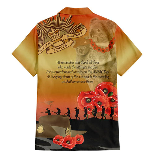 Australia Koala Soldier Style Family Matching Mermaid Dress and Hawaiian Shirt Last Post Lest We Forget