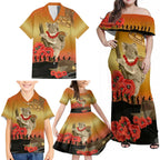 Australia Koala Soldier Style Family Matching Off Shoulder Maxi Dress and Hawaiian Shirt Last Post Lest We Forget