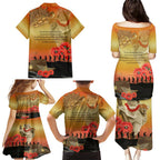 Australia Koala Soldier Style Family Matching Puletasi and Hawaiian Shirt Last Post Lest We Forget