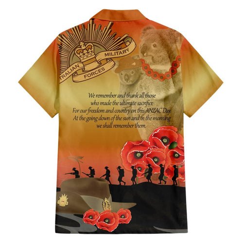 Australia Koala Soldier Style Family Matching Short Sleeve Bodycon Dress and Hawaiian Shirt Last Post Lest We Forget