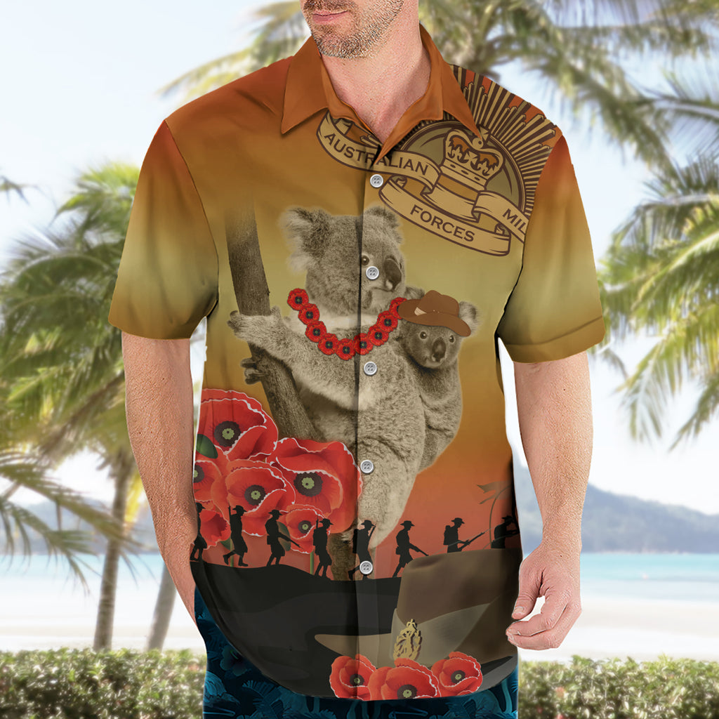 Australia Koala Soldier Style Hawaiian Shirt Last Post Lest We Forget