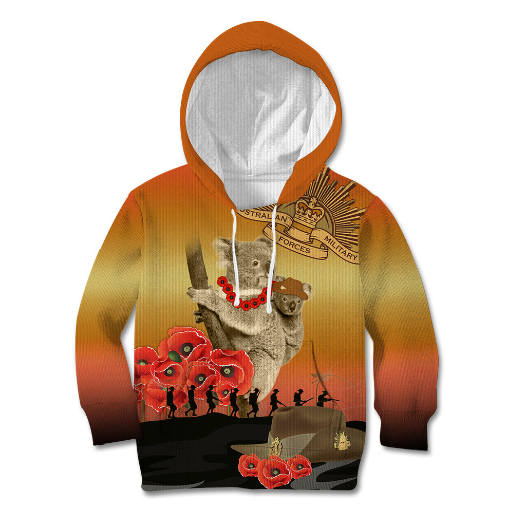 Australia Koala Soldier Style Kid Hoodie Last Post Lest We Forget