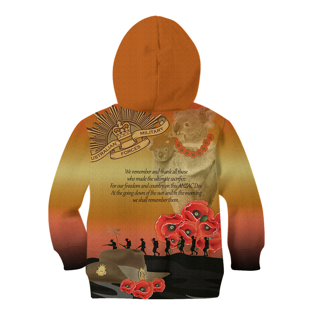 Australia Koala Soldier Style Kid Hoodie Last Post Lest We Forget