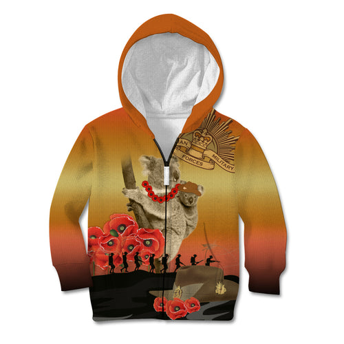 Australia Koala Soldier Style Kid Hoodie Last Post Lest We Forget