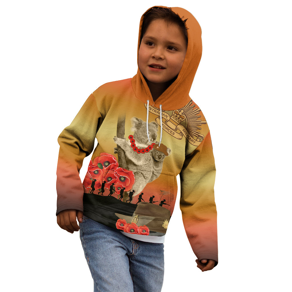 Australia Koala Soldier Style Kid Hoodie Last Post Lest We Forget