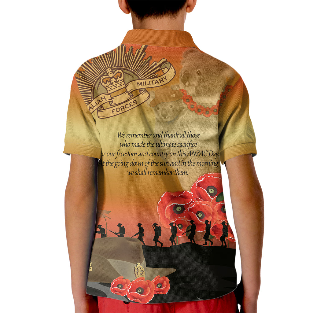 Australia Koala Soldier Style Kid Polo Shirt Last Post Lest We Forget