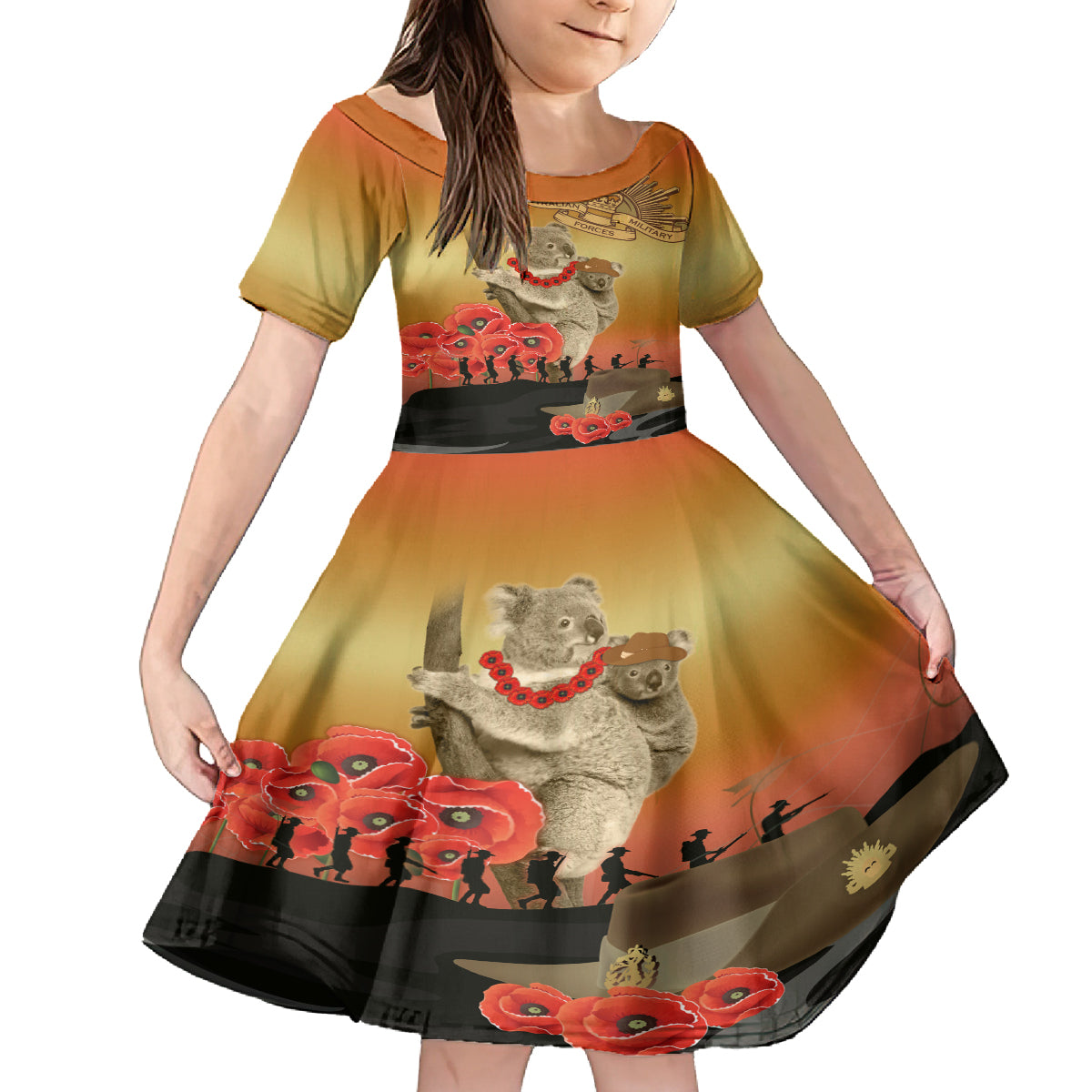 Australia Koala Soldier Style Kid Short Sleeve Dress Last Post Lest We Forget