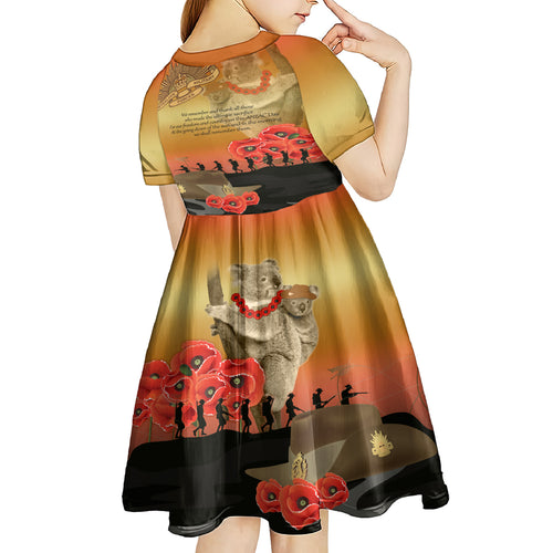 Australia Koala Soldier Style Kid Short Sleeve Dress Last Post Lest We Forget