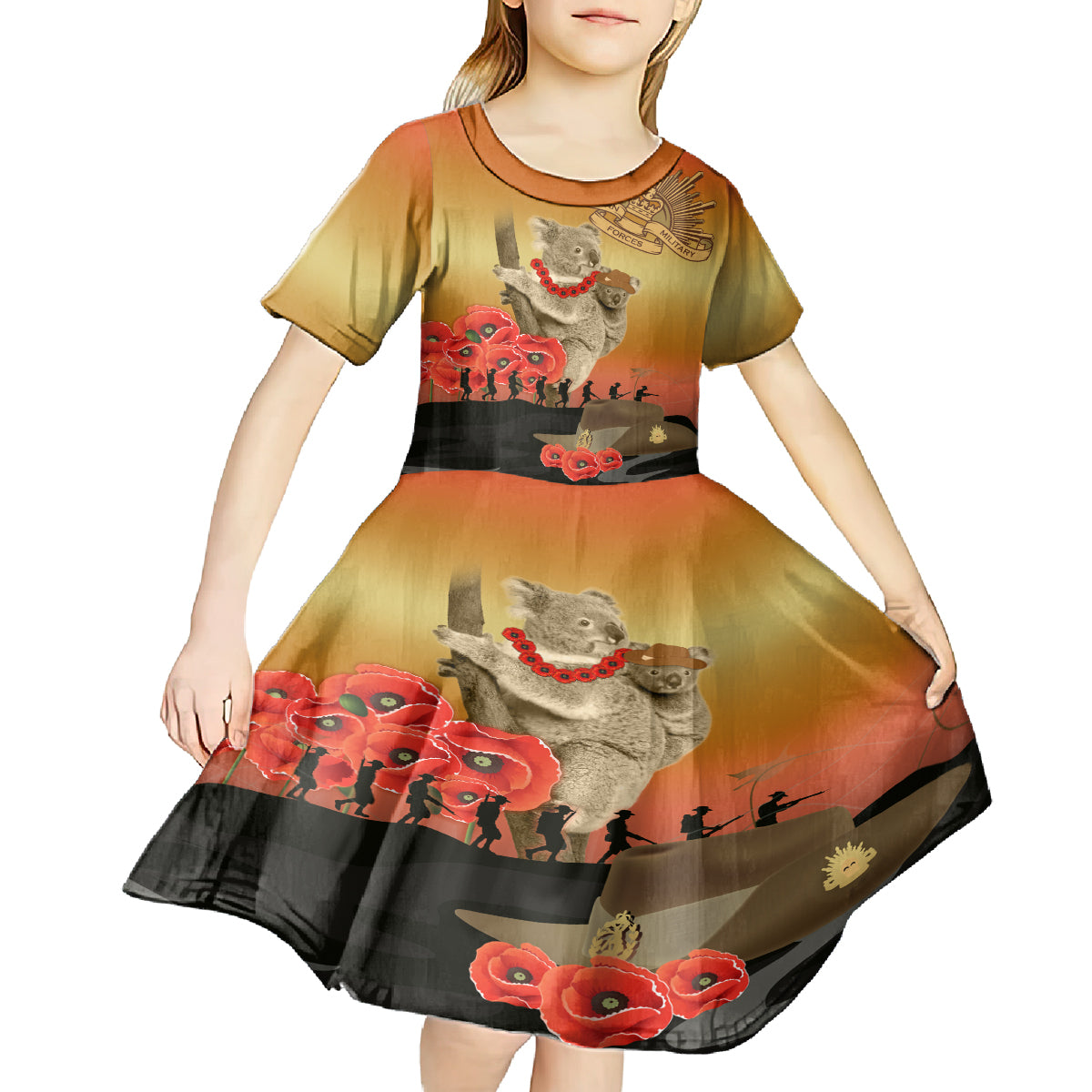 Australia Koala Soldier Style Kid Short Sleeve Dress Last Post Lest We Forget