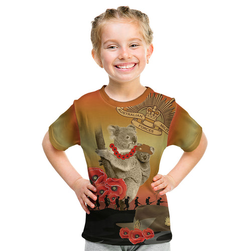 Australia Koala Soldier Style Kid T Shirt Last Post Lest We Forget