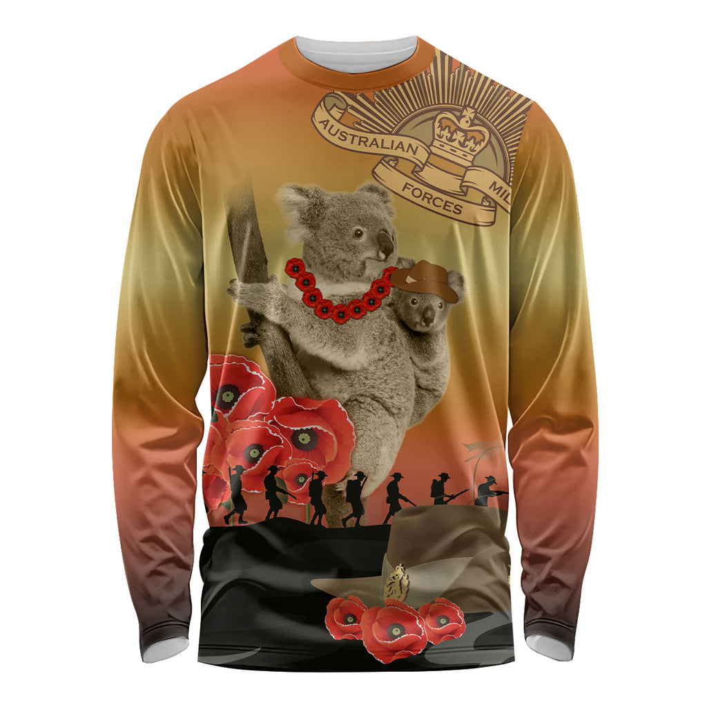 Australia Koala Soldier Style Long Sleeve Shirt Last Post Lest We Forget