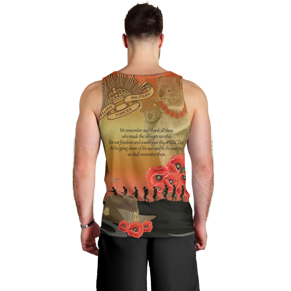 Australia Koala Soldier Style Men Tank Top Last Post Lest We Forget