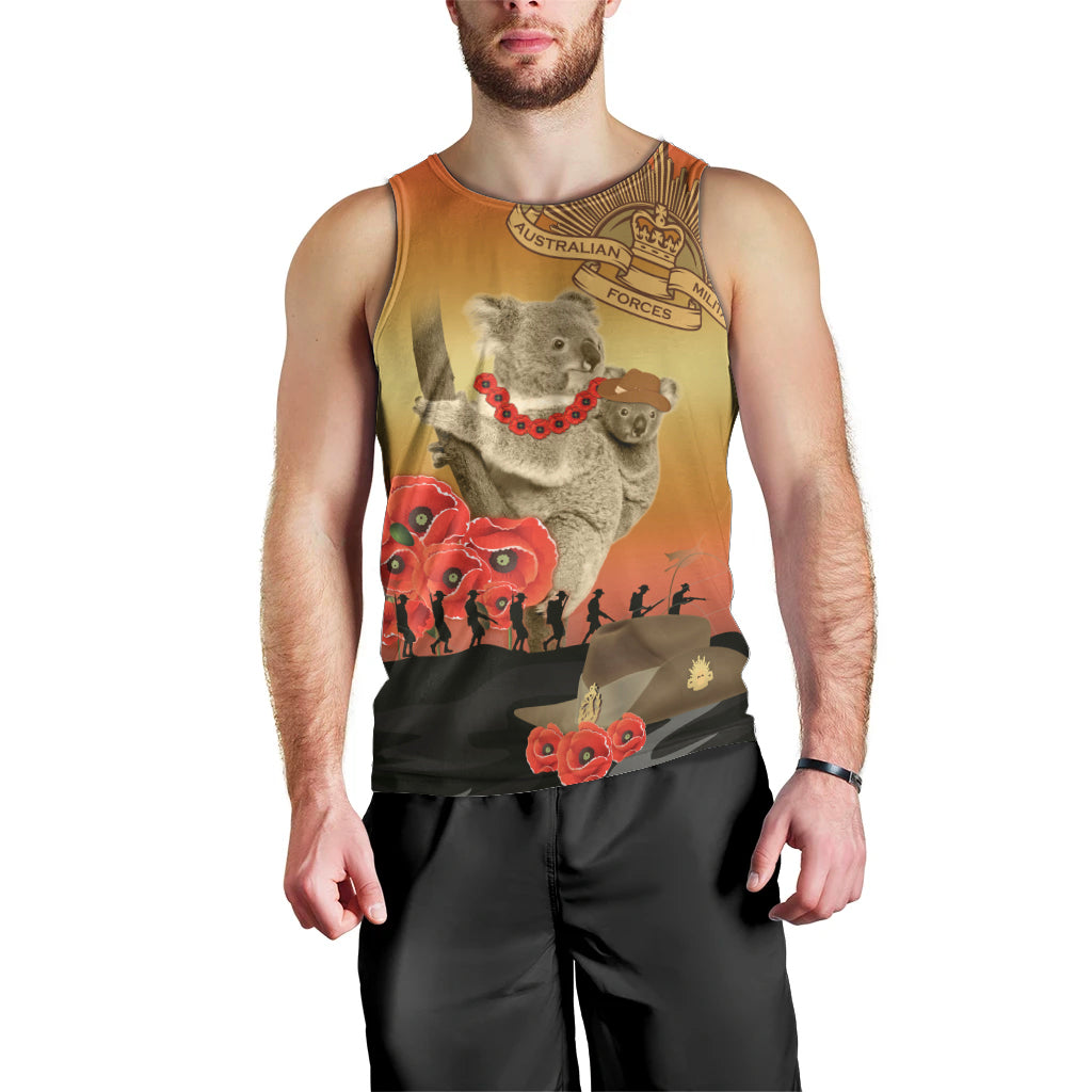 Australia Koala Soldier Style Men Tank Top Last Post Lest We Forget