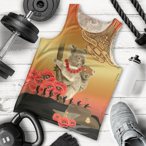 Australia Koala Soldier Style Men Tank Top Last Post Lest We Forget