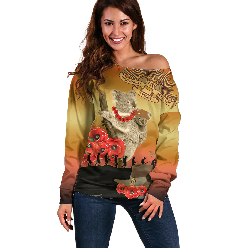 Australia Koala Soldier Style Off Shoulder Sweater Last Post Lest We Forget