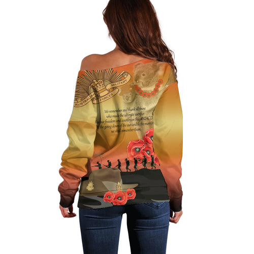 Australia Koala Soldier Style Off Shoulder Sweater Last Post Lest We Forget