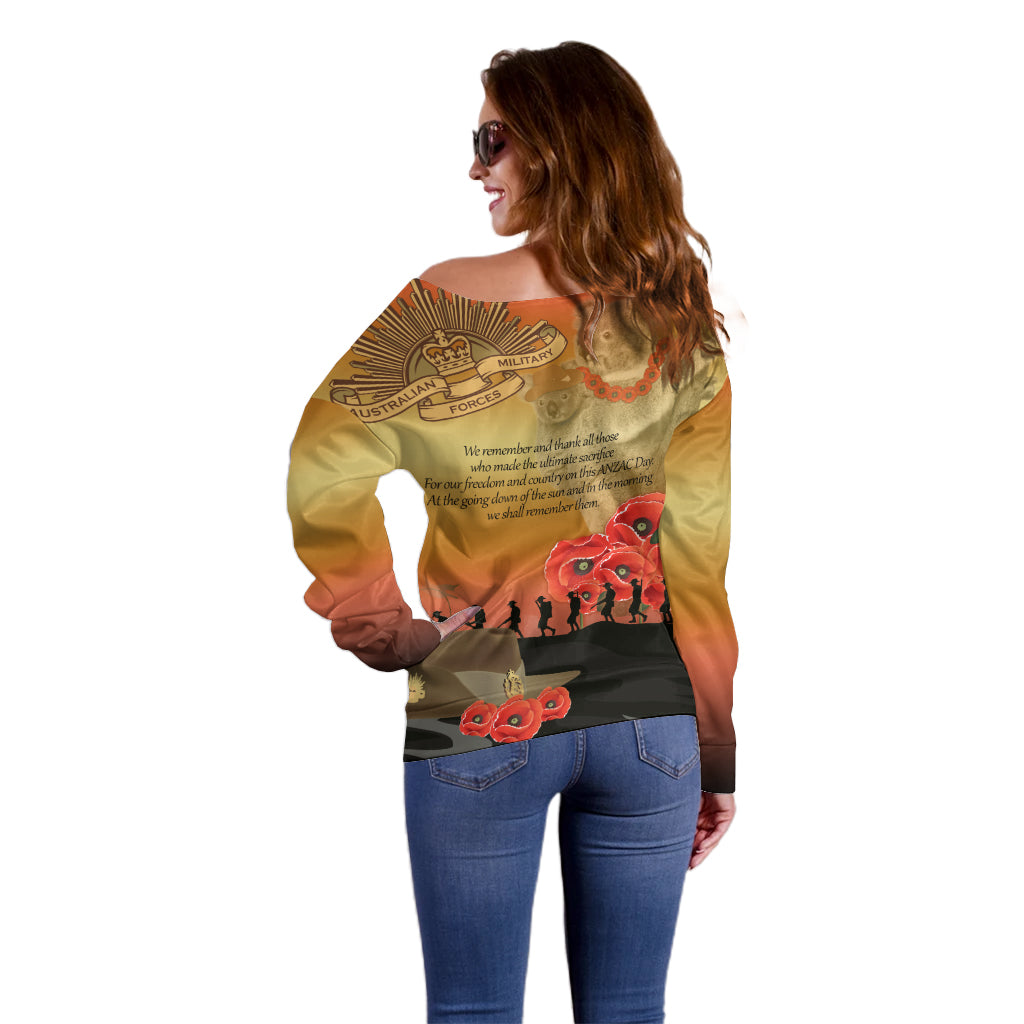 Australia Koala Soldier Style Off Shoulder Sweater Last Post Lest We Forget