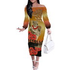 Australia Koala Soldier Style Off The Shoulder Long Sleeve Dress Last Post Lest We Forget