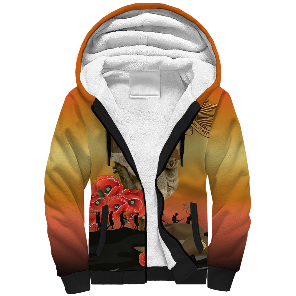 Australia Koala Soldier Style Sherpa Hoodie Last Post Lest We Forget