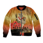 Australia Koala Soldier Style Sleeve Zip Bomber Jacket Last Post Lest We Forget