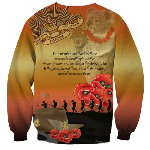 Australia Koala Soldier Style Sweatshirt Last Post Lest We Forget