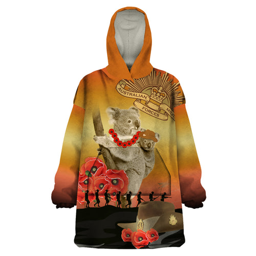 Australia Koala Soldier Style Wearable Blanket Hoodie Last Post Lest We Forget
