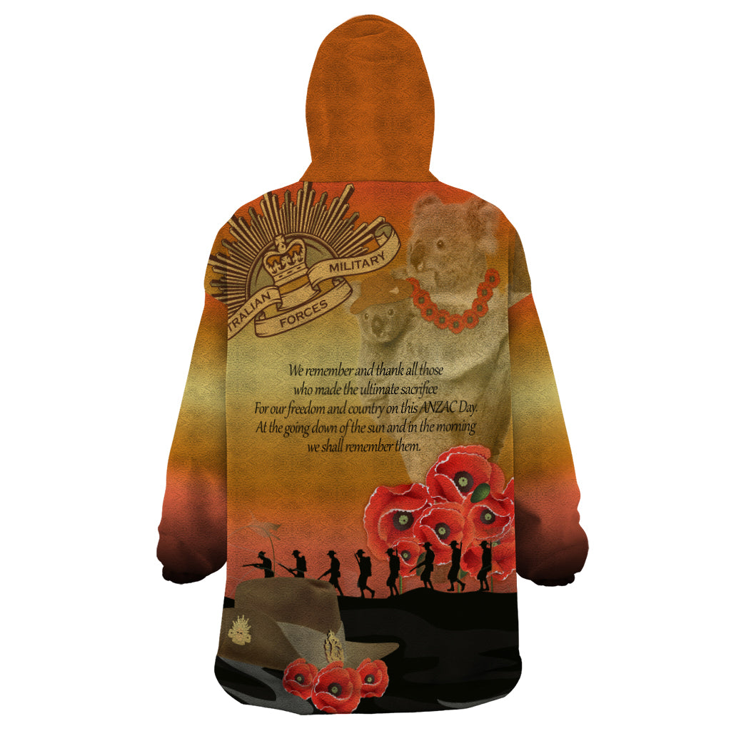 Australia Koala Soldier Style Wearable Blanket Hoodie Last Post Lest We Forget