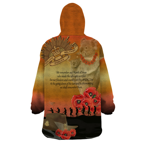 Australia Koala Soldier Style Wearable Blanket Hoodie Last Post Lest We Forget