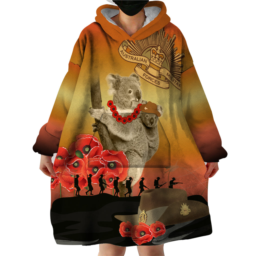 Australia Koala Soldier Style Wearable Blanket Hoodie Last Post Lest We Forget